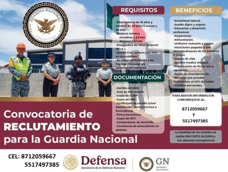 ¡TE GUSTARÍA FORMAR PARTE DE LA GUARDIA NACIONAL!
